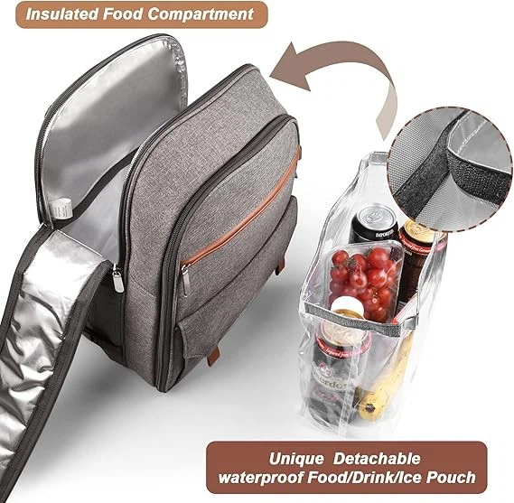 Insulated Picnic Backpack With Cooler Compartment